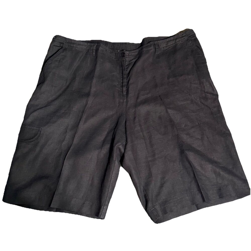 J. Jill Women’s Size 24W Black Linen Bermuda Shorts pockets EUC